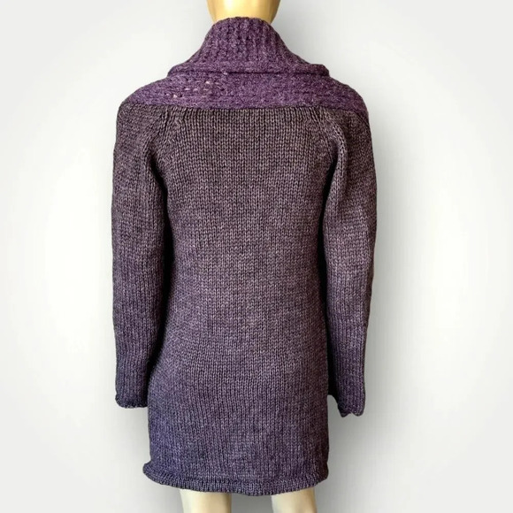 Helen Welsh Vintage Mohair Wool Blend High Side Slit Open Cardigan Size M Purple - Picture 2 of 16
